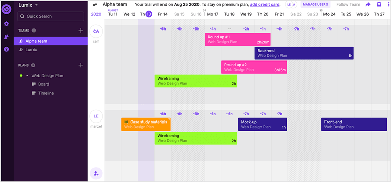 toggl plan gantt chart