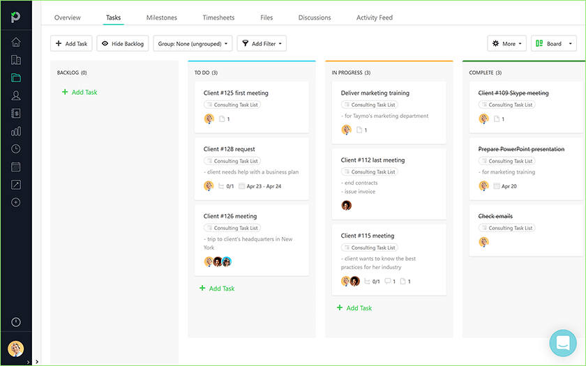 kanban used by a business consultancy team
