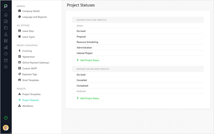 project statuses